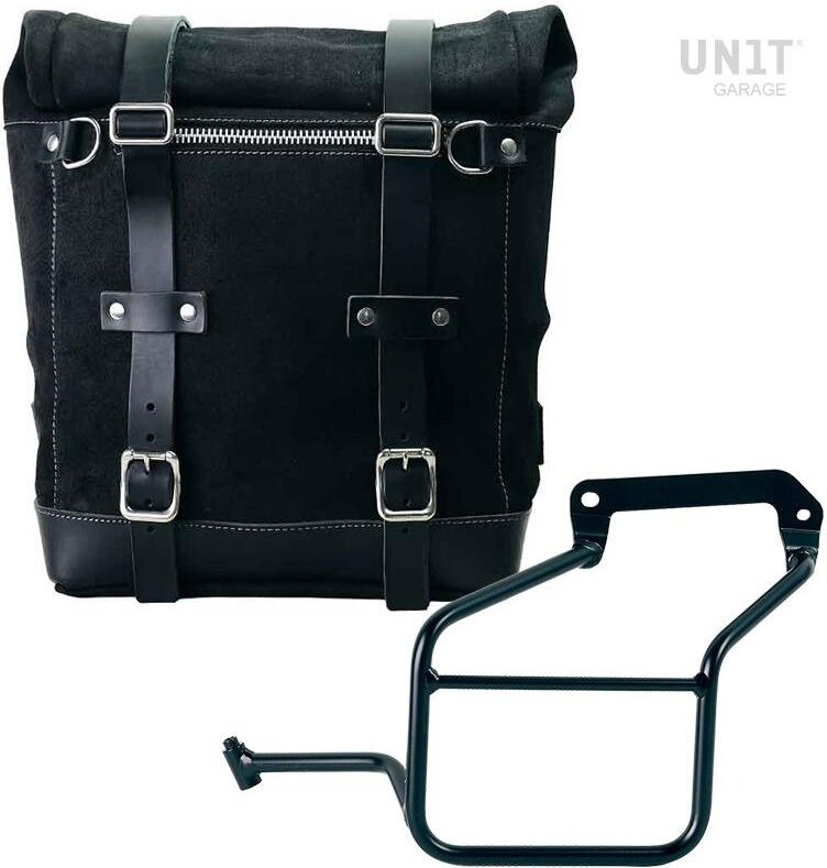 UNIT GARAGE ユニットガレージ Unit Garage Waxed suede side pannier Scram 22L-30L + subframe Royal Enfield， JetBlack | U202+3800-JetBlack サイドバッグ 車体用バッグ・ケース