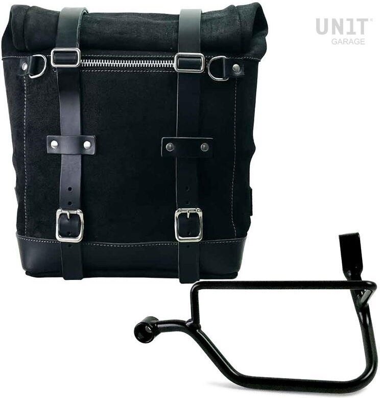 UNIT GARAGE ユニットガレージ Unit Garage Waxed suede side pannier Scram 22L-30L + Left Subframe Triumph Street Twin 900 SX (2016 until now), JetBlack | U202+1017SX-JetBlack サイドバッグ 車体用バッグ・ケース|ウェビック 店