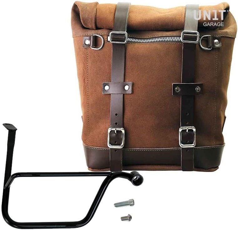 UNIT GARAGE ユニットガレージ Unit Garage Waxed suede side pannier Scram 22L-30L + Right Subframe Triumph Thruxton & R 1200 (2016 until now)， ColoradoBrown | U202+1020DX-ColoradoBrown サイドバッグ 車体用バッグ・ケース