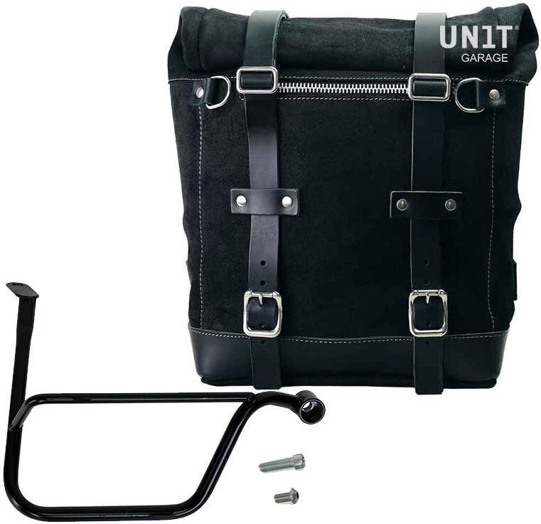 UNIT GARAGE ユニットガレージ Unit Garage Waxed suede side pannier Scram 22L-30L + Right Subframe Triumph Thruxton & R 1200 (2016 until now), JetBlack | U202+1020DX-JetBlack サイドバッグ 車体用バッグ・ケース