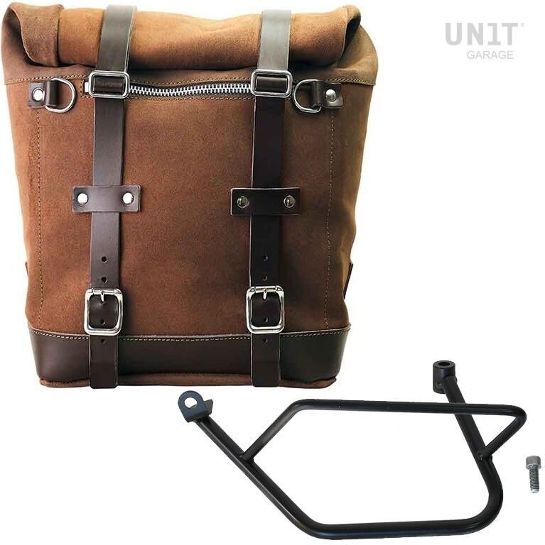 UNIT GARAGE ユニットガレージ Unit Garage Waxed suede side pannier Scram 22L-30L + Left Subframe Kawasaki Z900RS， ColoradoBrown | U202+1021SX-ColoradoBrown サイドバッグ 車体用バッグ・ケース