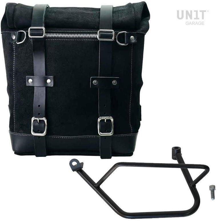 UNIT GARAGE ユニットガレージ Unit Garage Waxed suede side pannier Scram 22L-30L + Left Subframe Kawasaki Z900RS， JetBlack | U202+1021SX-JetBlack サイドバッグ 車体用バッグ・ケース｜ウェビック　店
