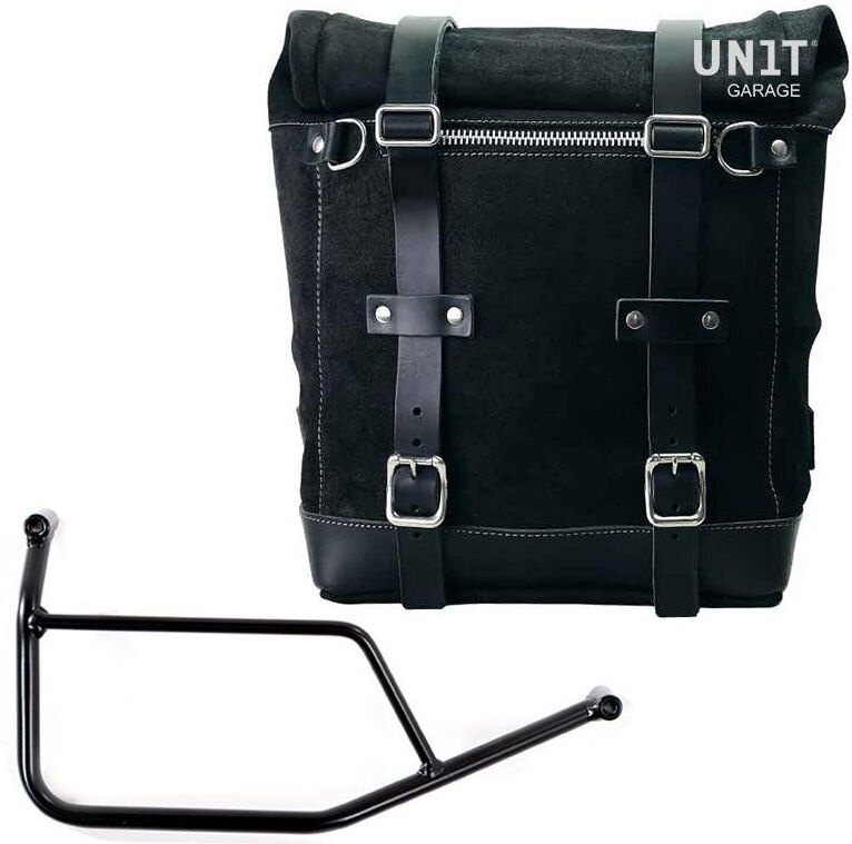 UNIT GARAGE ユニットガレージ Unit Garage Waxed suede side pannier Scram 22L-30L + Subframe R 1200 R， JetBlack | U202+1421-JetBlack サイドバッグ 車体用バッグ・ケース