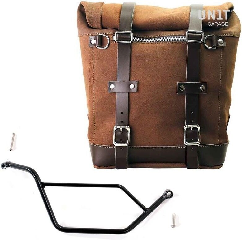 UNIT GARAGE ユニットガレージ Unit Garage Waxed suede side pannier Scram 22L-30L + Right subframe Bmw GS 850/1100/1150 e AD， ColoradoBrown | U202+1524DX-ColoradoBrown サイドバッグ 車体用バッグ・ケース｜ウェビック　店 66,898円