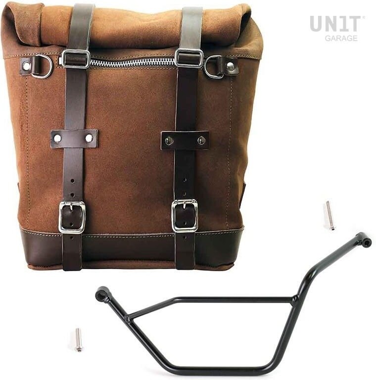 UNIT GARAGE ユニットガレージ Unit Garage Waxed suede side pannier Scram 22L-30L + Left subframe Bmw GS 850/1100/1150 e AD， ColoradoBrown | U202+1524SX-ColoradoBrown サイドバッグ 車体用バッグ・ケース｜ウェビック　店