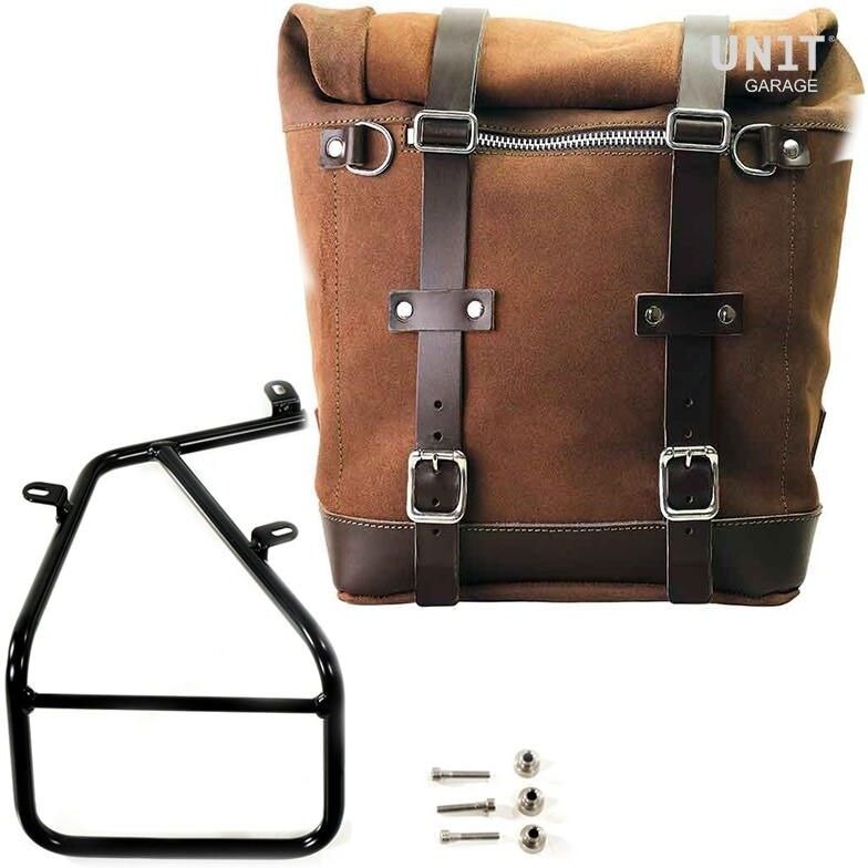 UNIT GARAGE ユニットガレージ Unit Garage Waxed suede side pannier Scram 22L-30L + Subframe NineT Series， ColoradoBrown | U202+1620-ColoradoBrown サイドバッグ 車体用バッグ・ケース