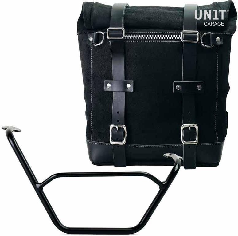 UNIT GARAGE ユニットガレージ Unit Garage Waxed suede side pannier Scram 22L-30L + Right subframe R1200 GS LC, JetBlack | U202+1901DX-JetBlack サイドバッグ 車体用バッグ・ケース|ウェビック 店