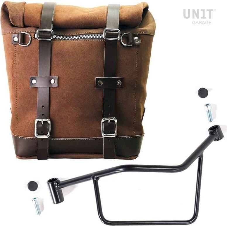 UNIT GARAGE ユニットガレージ Unit Garage Waxed suede side pannier Scram 22L-30L + Left Subframe R 1200 LC， ColoradoBrown | U202+2101SX-ColoradoBrown サイドバッグ 車体用バッグ・ケース