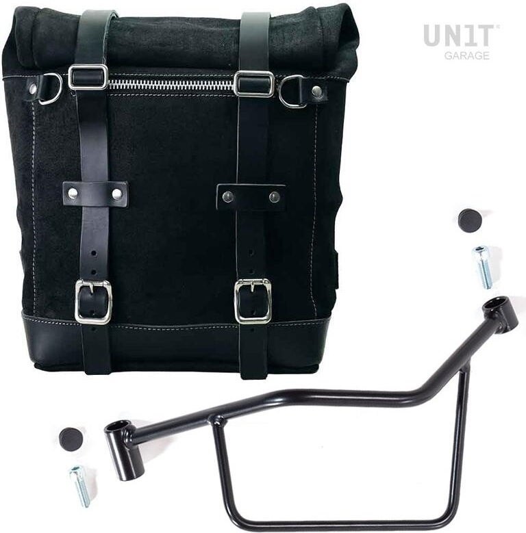 UNIT GARAGE ユニットガレージ Unit Garage Waxed suede side pannier Scram 22L-30L + Left Subframe R 1200 LC， JetBlack | U202+2101SX-JetBlack サイドバッグ 車体用バッグ・ケース