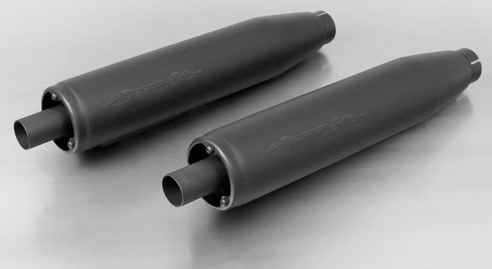REMUS レムス 2X Custom Exhaust Muffler Incl. Cat.，Stainless Black，Plug-In Catalytic Converter Set 2 Pcs. End Cap Tapered Stainless Black スリップオンマフラー マフラー