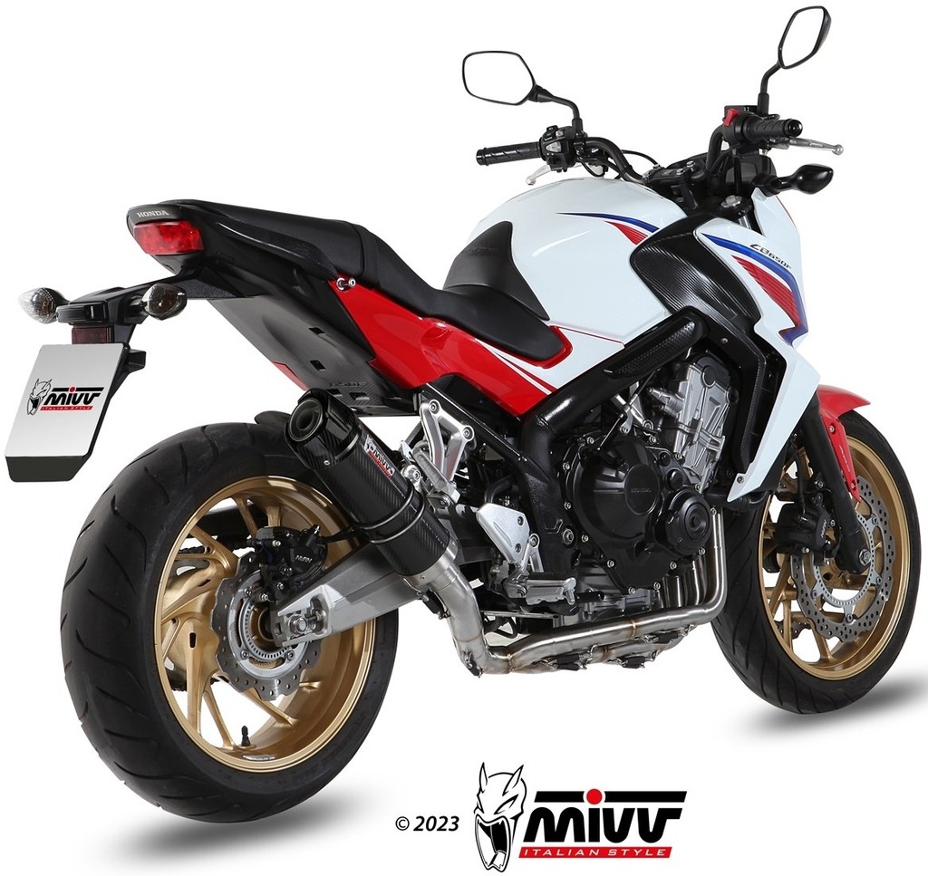 MIVV ミヴ GP フルエキゾーストマフラー CB 650 F HONDA ホンダ マフラー 仕様：カーボン＋カーボンエンドキャップ付き｜ウェビック　店