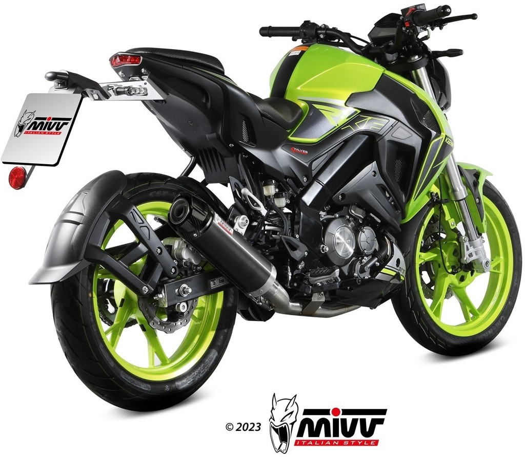 MIVV ミヴ GP フルエキゾーストマフラー RKF 125 マフラー 仕様：ブラックステンレス＋カーボンエンドキャップ付き