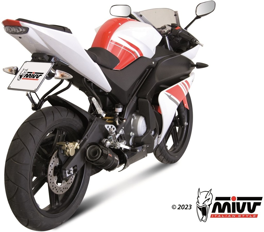 MIVV ミヴ GP フルエキゾーストマフラー YZF R125 YAMAHA ヤマハ マフラー 仕様：ブラックステンレス＋カーボンエンドキャップ付き｜ウェビック　店