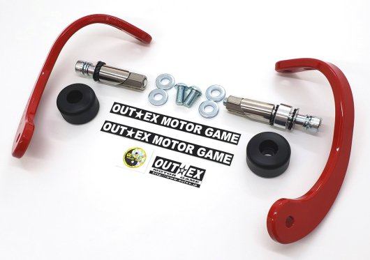 OUTEX アウテックス 振動吸収レバーガード 削り出しワンピース CT125 クロスカブ DAX125 スーパーカブ HONDA ホンダ レバーガード ハンドル 板厚：8mm / タイプ：軽量 / カラー：焼付塗装グローイングレッド