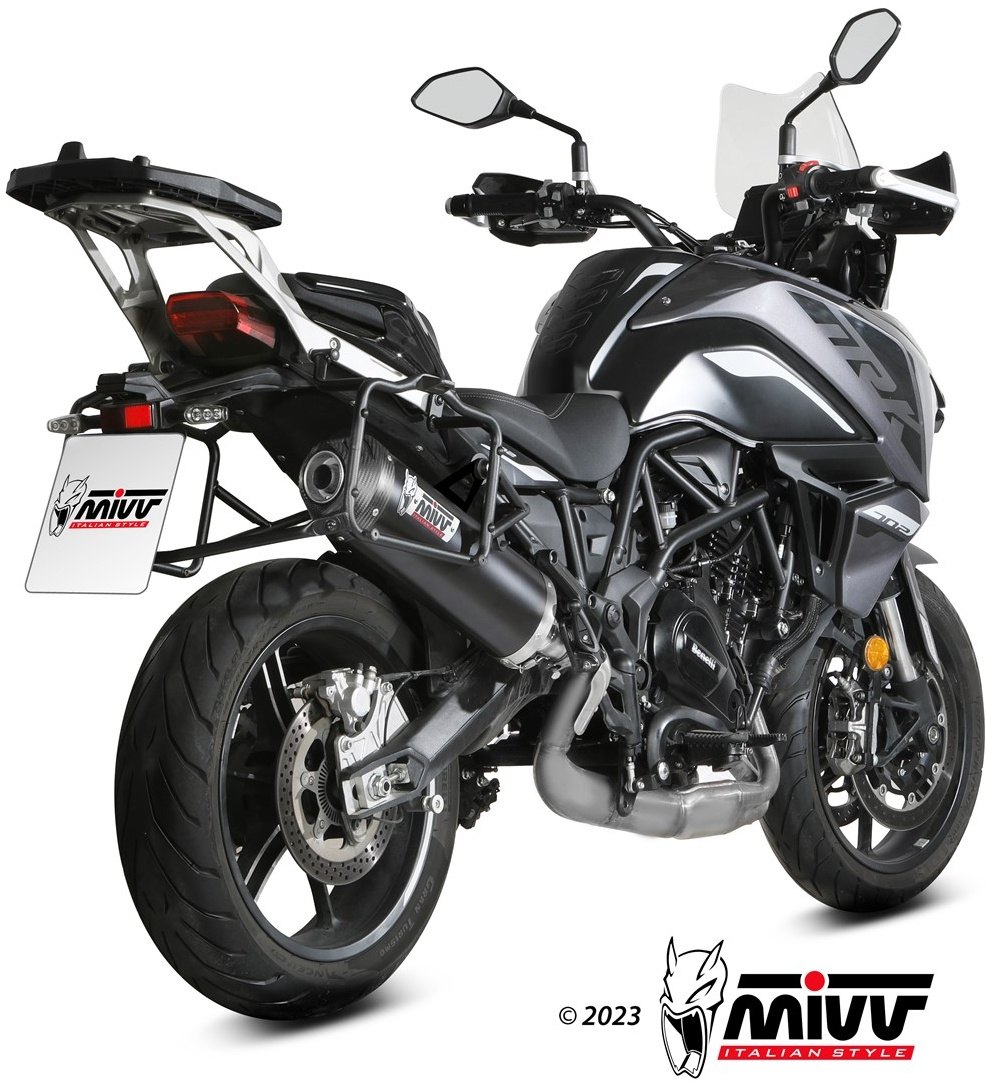 MIVV ミヴ OVAL スリップオンマフラー TRK 702 X BENELLI ベネリ マフラー カラー:ブラックステンレス+カーボンエンドキャップ付き|ウェビック 店
