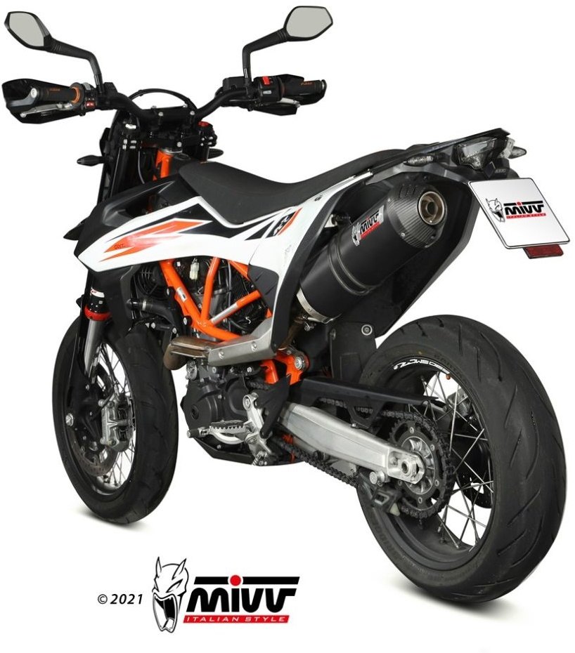 MIVV ミヴ OVAL スリップオンマフラー 690 SMC R ENDURO KTM マフラー カラー:ブラックステンレス+カーボンエンドキャップ付き|ウェビック 店