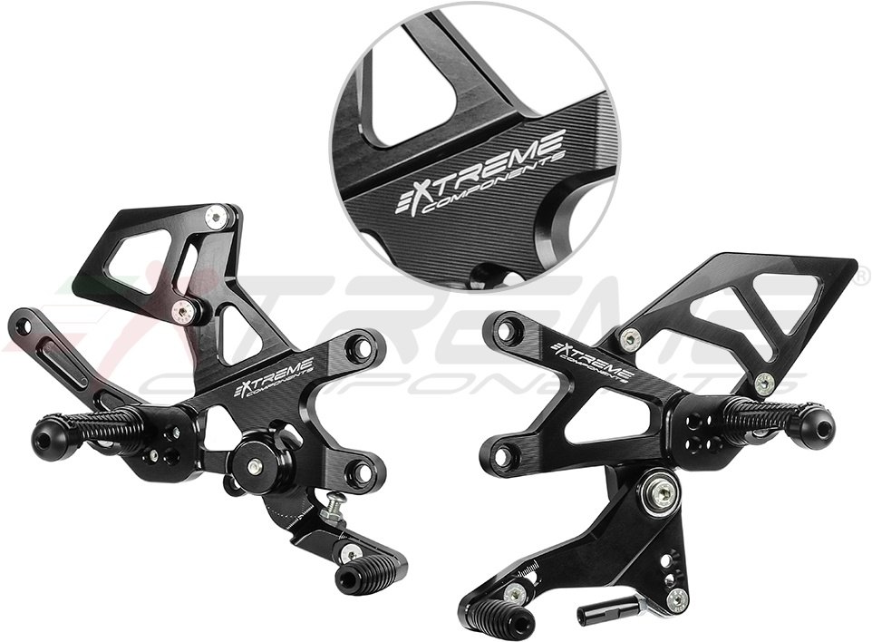 EXTREME COMPONENTS エクストリームコンポーネンツ GP EVO バックステップキット (標準シフトのみ) RSV4 RF 1100 Factory Tuono V4 APRILIA アプリリア バックステップ ステップ 足回り タイプ:アルミヒールガード付き(ブラック)|ウェビック 店