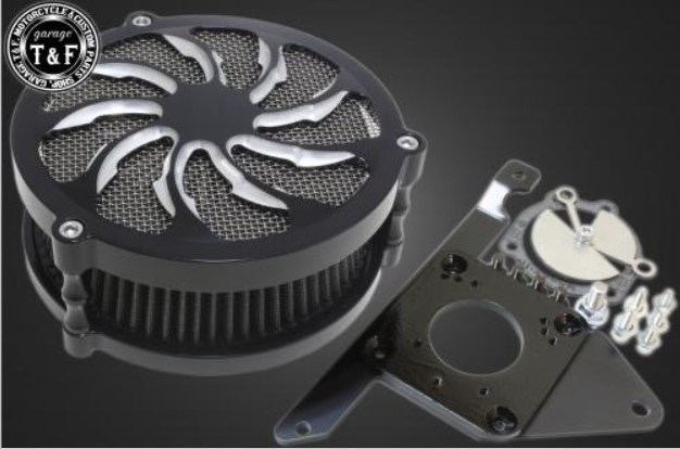 Garage T&F ガレージ ラグジュアリーエアクリーナーKIT タイフーン ドラッグスター400 ドラッグスター400クラシック YAMAHA ヤマハ エアクリーナーキット 吸気関連 エンジン エアクリーナー部分：コントラスト仕上げ