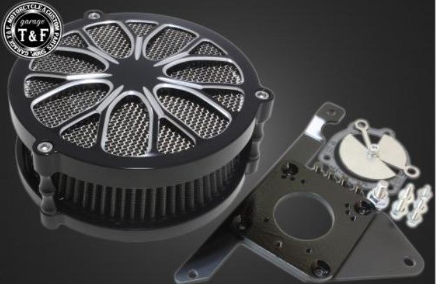 Garage T&F ガレージ ラグジュアリーエアクリーナーKIT フラワー ドラッグスター400 ドラッグスター400クラシック YAMAHA ヤマハ エアクリーナーキット 吸気関連 エンジン エアクリーナー部分：コントラスト仕上げ
