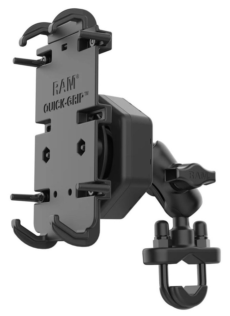RAM MOUNTS ラムマウント クイックグリップ 防振クレイドルホルダー(M)＆U字クランプベース(ショートアーム) スマートフォンホルダー・スマートフォンマウント 電子機器類