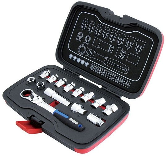 SEK スエカゲツール 14PCS ゴースルーラチェットセット セット工具