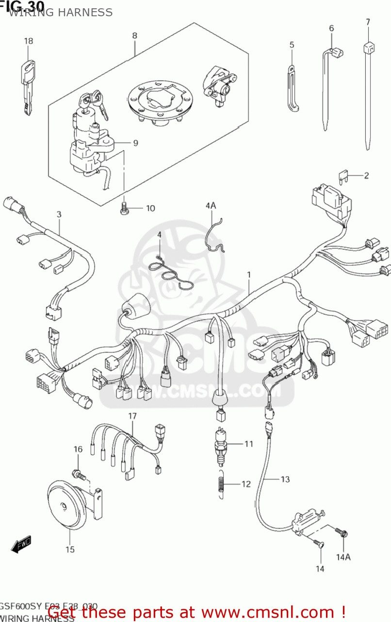 CMS シーエムエス HARNESS,WIRING GSF600S BANDIT 2000 Y USA E03 2001 K1 2002 K2 2003 K3 SUZUKI スズキ メインハーネス スイッチ・ハーネス関係 電装系