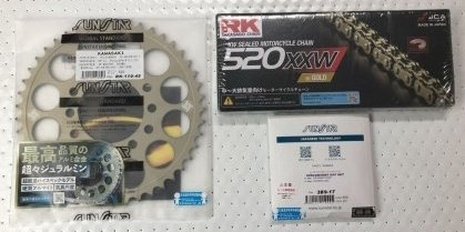 Bull Docker TAGOS ブルドッカータゴス サンスター×TAGOS ゲイルスピード用 520コンバート3点SET GPZ900R KAWASAKI カワサキ スプロケット・チェーンセット 駆動系 チェーンカラー：ゴールド