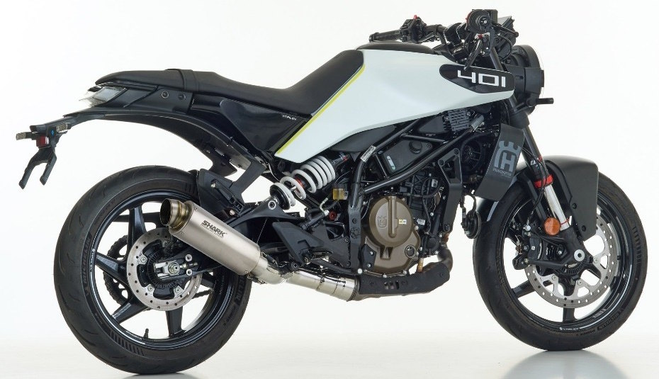 SHARK シャーク SRC 4 (1-1) Super Short スリップオンマフラー Svartpilen 125 Duke HUSQVARNA ハスクバーナ KTM マフラー material：titanium／colour：silver