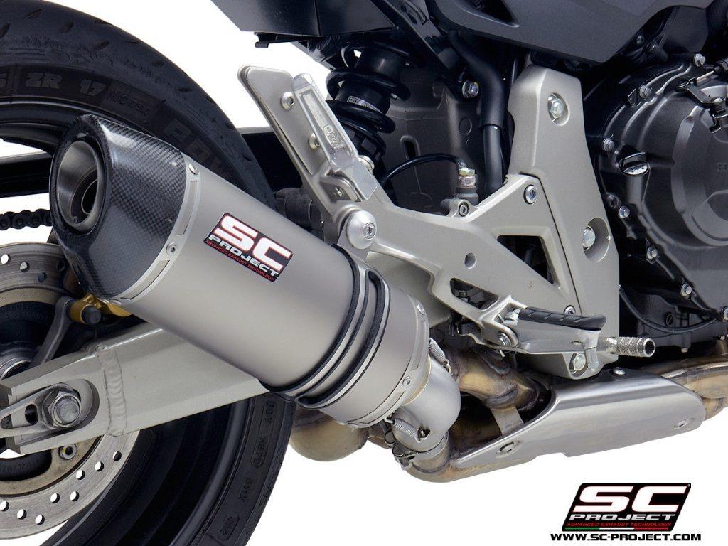 SC-PROJECT SCプロジェクト ショートカーボン オーバル スリップオンサイレンサー CB600F HORNET CBR600F HONDA ホンダ スリップオンマフラー マフラー タイプ：チタンサイレンサー