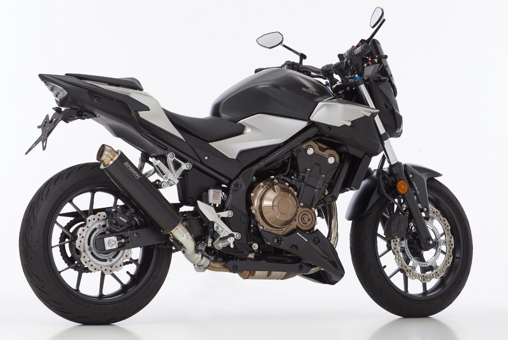SHARK シャーク SRC 4 (2-1) スリップオンマフラー CB500 Hornet CBR500R NX500 HONDA ホンダ マフラー colour：black／material：eloxed aluminium｜ウェビック　店