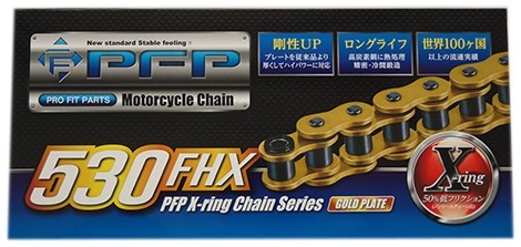 PFP ピーエフピー ドライブチェーン 530FHX-110L(ゴールド) YAMAHA ヤマハ TRIUMPH トライアンフ SUZUKI スズキ KAWASAKI カワサキ HONDA ホンダ チェーン 駆動系|ウェビック 店