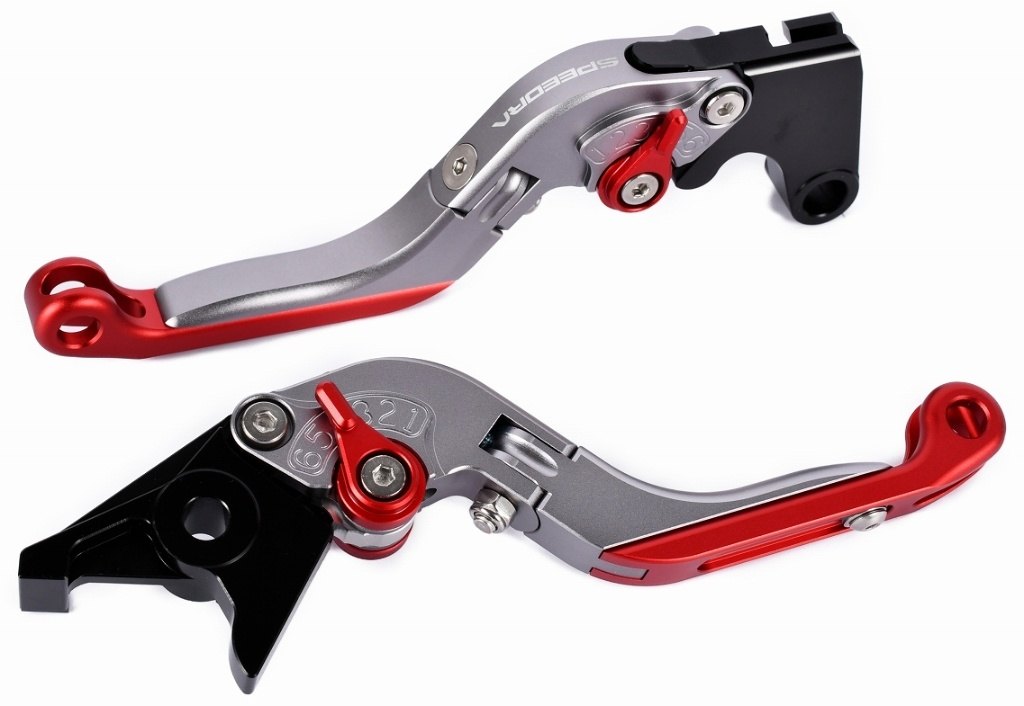 SPEEDRA スピードラ アジャストレバー 可倒延長式 CBR1000RR SP HONDA ホンダ ブレーキ・クラッチレバーセット ハンドル周辺パーツ ハンドル レバー本体カラー:マットチタン / アジャスターカラー:マットレッド / エクステンションカラー:マットレッド|ウェビック 店