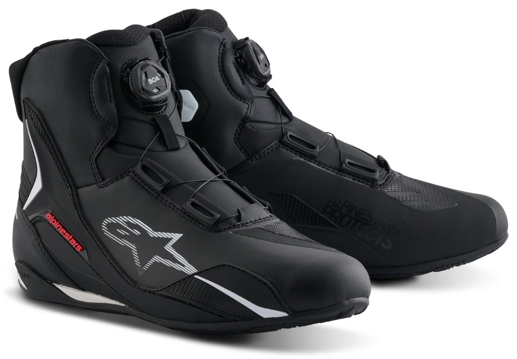 alpinestars アルパインスターズ FASTER-4 BOA SHOES ASIA［ファスター フォー ボア シュー アジア ブラック／ホワイト／レッド］ライディングシューズ ライディングシューズ フットウェア｜ウェビック　店