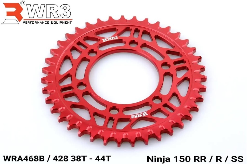 WR3 ダブルアールスリー リアスプロケット アルミ Ninja150R Ninja150RR Ninja150SS KAWASAKI カワサキ ドリブンスプロケット・リアスプロケット 駆動系 丁数:43T / カラー:レッド