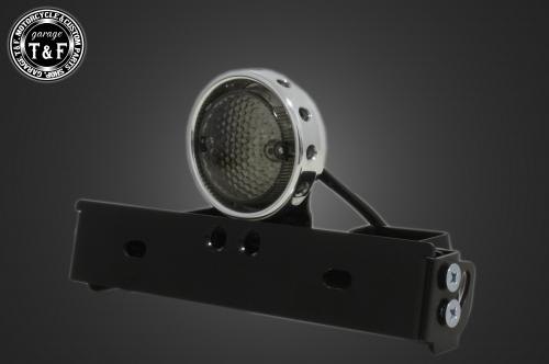 Garage T&F ガレージ シーシーバー用ナンバーブラケットキット＆ドリルドアイテールランプ テールランプキット 灯火類 電装系 カラー：ポリッシュ / シーシーバーの太さ：Φ38(38mm)専用