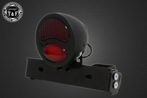 Garage T&F ガレージ シーシーバー用ナンバーブラケットキット＆DUOテールランプ(デュアル) テールランプキット 灯火類 電装系 カラー：ブラック / シーシーバーの太さ：Φ38(38mm)専用