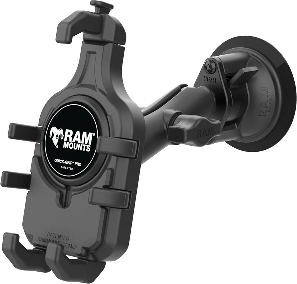RAM MOUNTS ラムマウント クイックグリッププロ クレイドルホルダー(M)＆ツイストサクションベースセット(標準アーム) スマートフォンホルダー・スマートフォンマウント 電子機器類