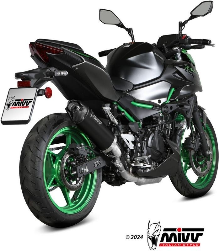 MIVV ミヴ AK-1 カーボンエンドキャップ付きブラックステンレスフルエキゾーストマフラー Z500 SE KAWASAKI カワサキ フルエキゾーストマフラー マフラー