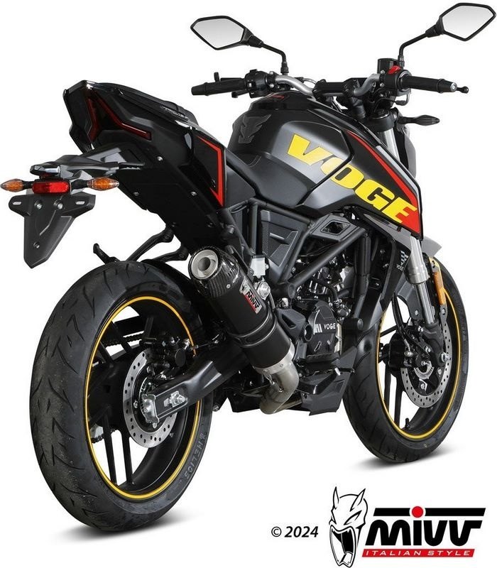 MIVV ミヴ GP カーボンエンドキャップ付きブラックステンレスフルエキゾーストマフラー BRIVIDO 125R フルエキゾーストマフラー マフラー