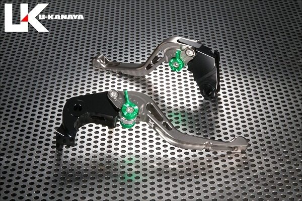 U-KANAYA ユーカナヤ GPタイプ アルミビレットレバーセット CB1000 HORNET SP HONDA ホンダ ブレーキ・クラッチレバーセット ハンドル周辺パーツ ハンドル レバーカラー：チタンカラー / アジャスターカラー：グリーン / レバータイプ：ショート（レバー部全長：約143mm）