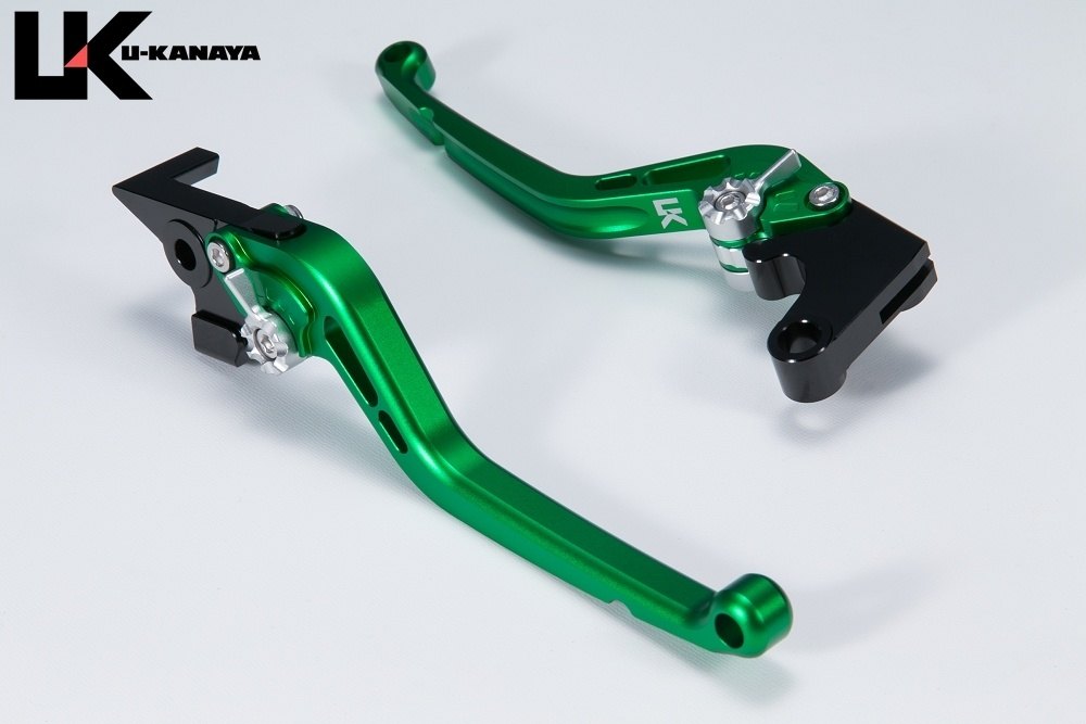 U-KANAYA ユーカナヤ スタンダードタイプ アルミビレットレバーセット MT-07 YAMAHA ヤマハ ブレーキ・クラッチレバーセット ハンドル周辺パーツ ハンドル レバーカラー：マットグリーン / アジャスターカラー：マットレッド