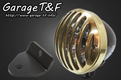 Garage T&F ガレージ 4.5インチバードゲージヘッドライト&ライトステー(タイプH)キット マグナフィフティー HONDA ホンダ ヘッドライト 灯火類 電装系 バードケージカバー:真鍮製 / ヘッドライト:ブラック仕上げ|ウェビック 店