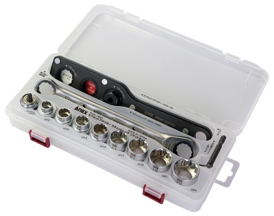 ANEX アネックス オフセットアダプター ラチェットレンチセット ケース入 その他、レンチ T字レンチ ハンドツール