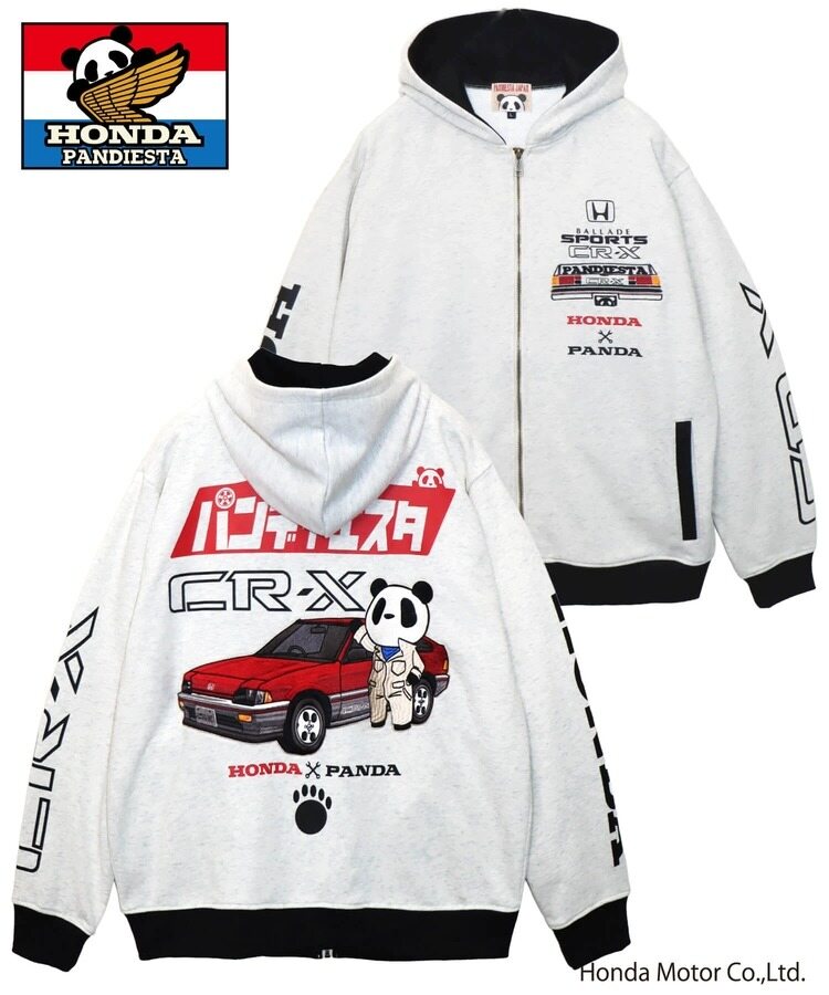 Honda Official Licensed Product ホンダオフィシャルプロダクト SB Pandiesta CR-X メカニックパンダ フルジップパーカー MENS／WOMENS パンディエスタ カジュアルパーカー・フーディー・スウェット アパレル｜ウェビック　店