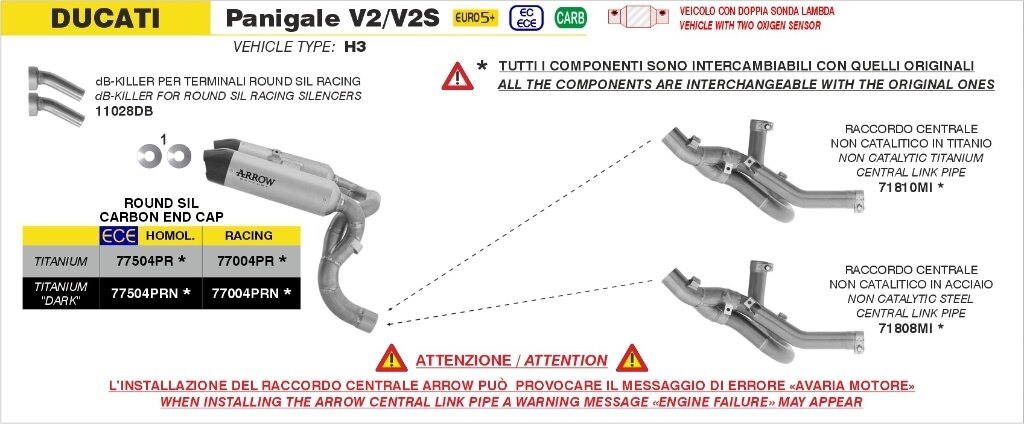 ARROW アロー Round Sil サイレンサー用 dBキラー (×2) Panigale V2S V2 DUCATI ドゥカティ バッフル・インナーサイレンサー マフラー|ウェビック 店