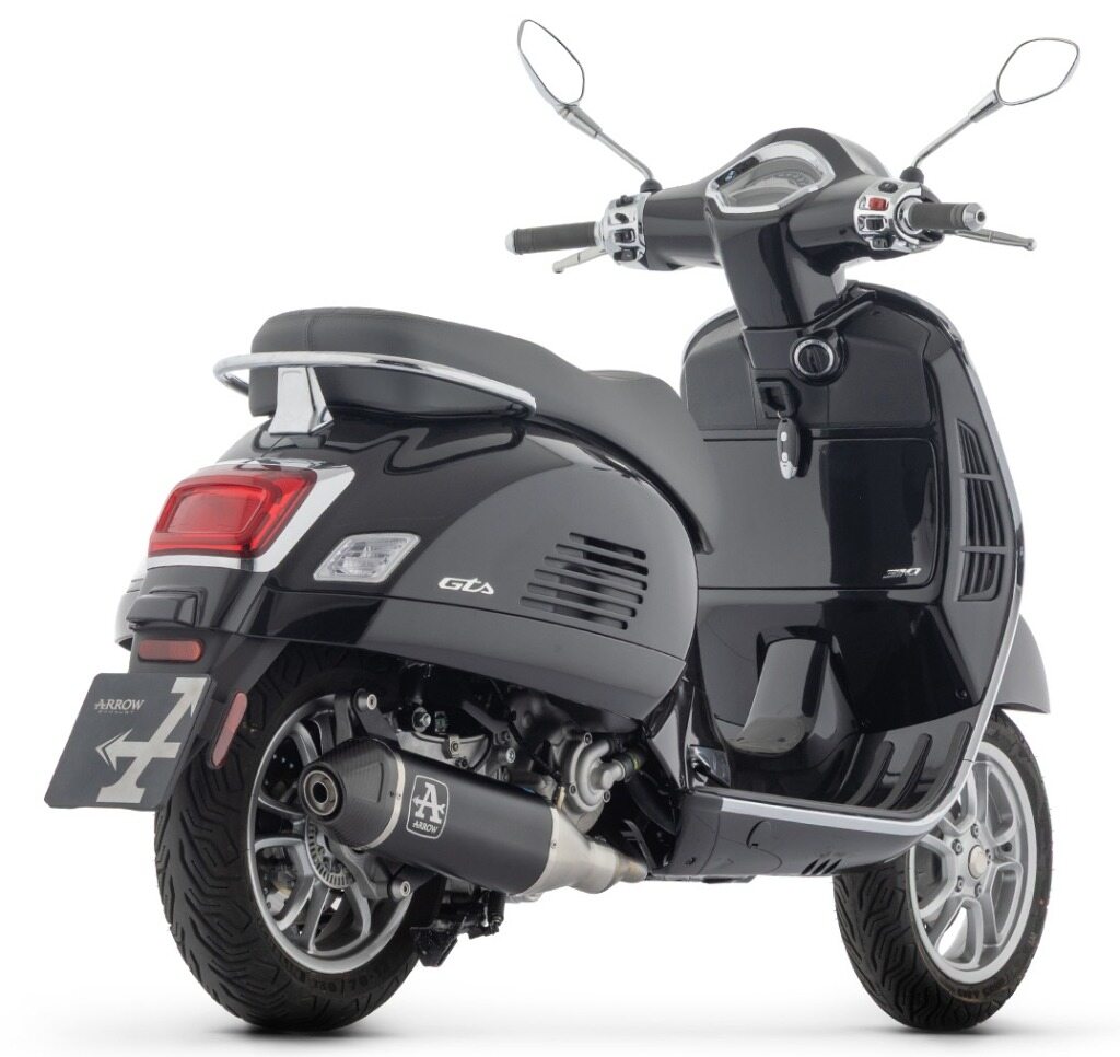ARROW アロー Urban アルミニウム 'ダーク' サイレンサー付き レーシング フルエキゾーストマフラー GTS 310 GTV Vespa ベスパ マフラー｜ウェビック　店 72,180円