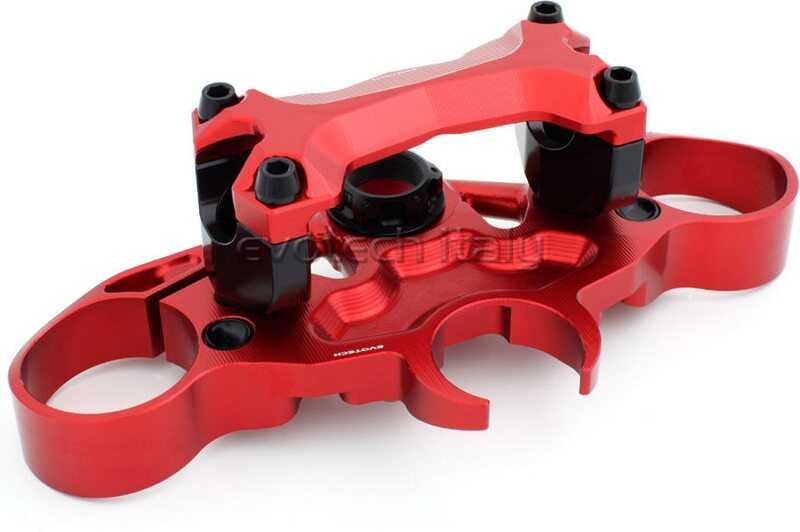 EVOTECH エボテック Triple Clamps, Red トリプルツリー・ステム・アンダーブラケット ハンドル