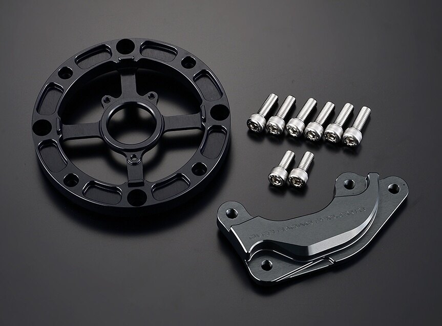 OVER オーヴァー [オプション]倒立フォークキット用 ビッグローター＋ブレンボ2P キャリパーサポート CT125 HONDA ホンダ キャリパーサポート・ブラケット ブレーキ キャリパーサポートカラー：ガンメタアルマイト｜ウェビック　店 24,339円