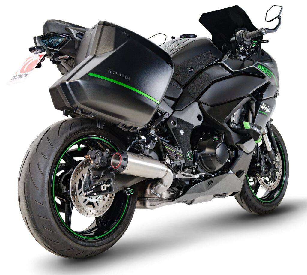 SCORPION スコーピオン レッドパワー スリップオンマフラー Ninja 1100 SX SE KAWASAKI カワサキ マフラー タイプ：ブラッシュドステンレススチールスリーブ｜ウェビック　店