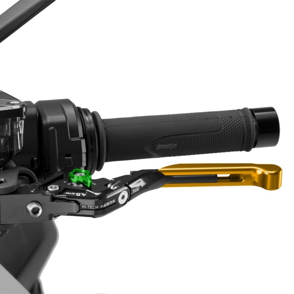 Puig プーチ CLUTCH LEVER 4.0.EXTENDABLE クラッチレバー ハンドル周辺パーツ ハンドル カラー：ゴールド／グリーン